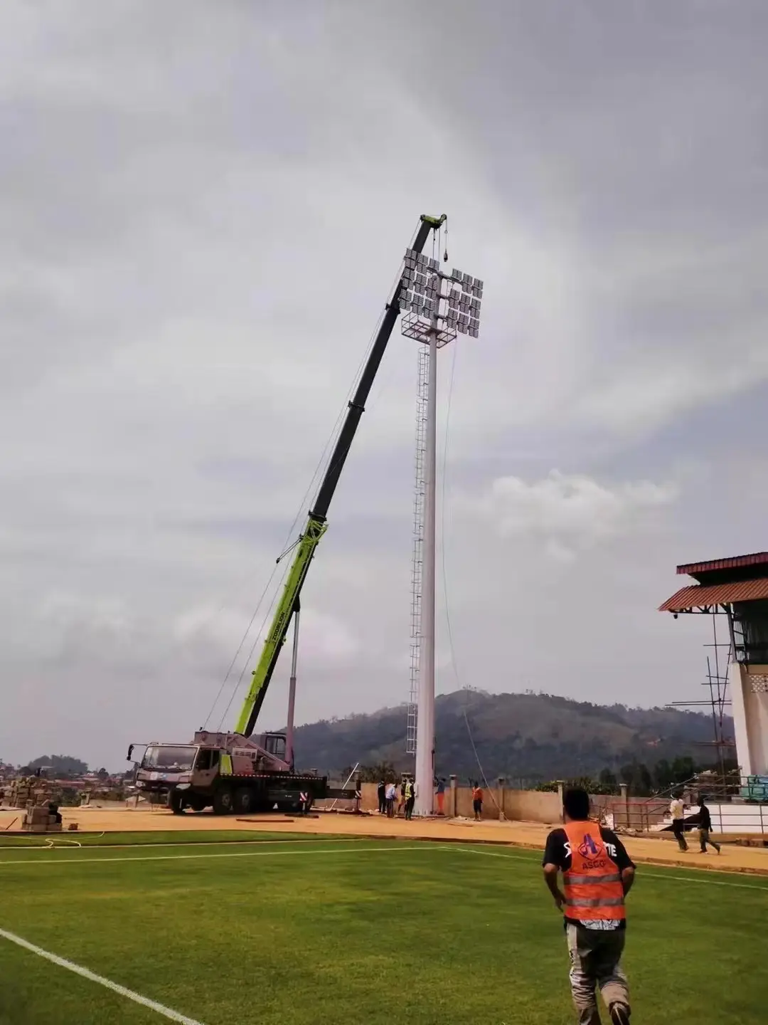 High Mast Lighting Installation process on site