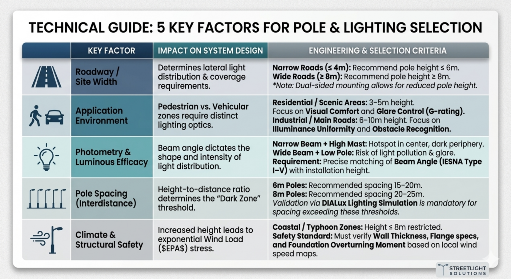 5 KEY FACTORS FOR POLE & LIGHTING SELECTION