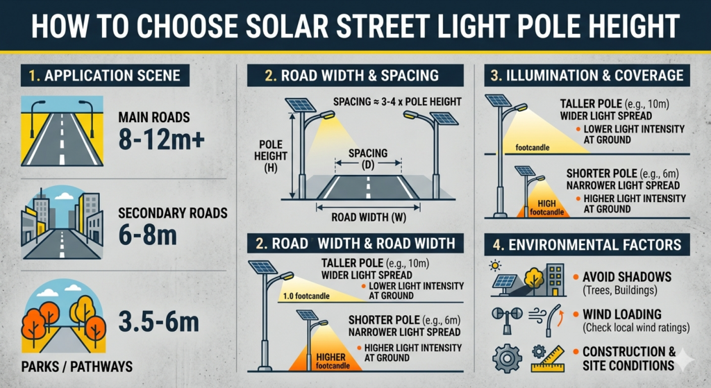 How to Choose Solar Street Light Pole Height